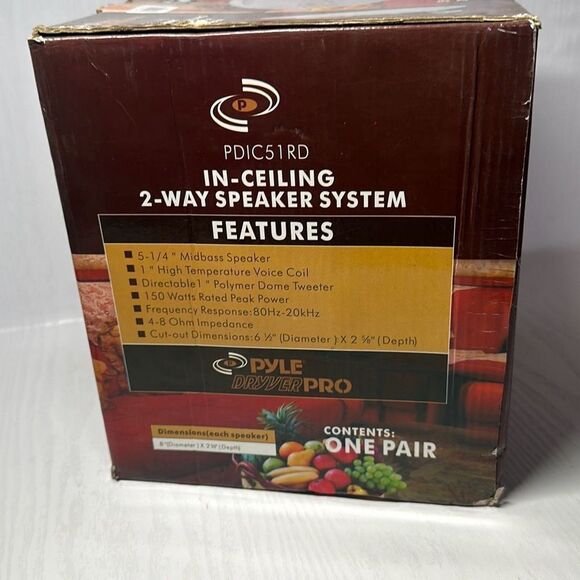 Pyle PDIC51RD 150W 5.25" Round Flush Mount In-Wall/Ceiling Home Speakers, 2 Pack - Picture 2 of 6